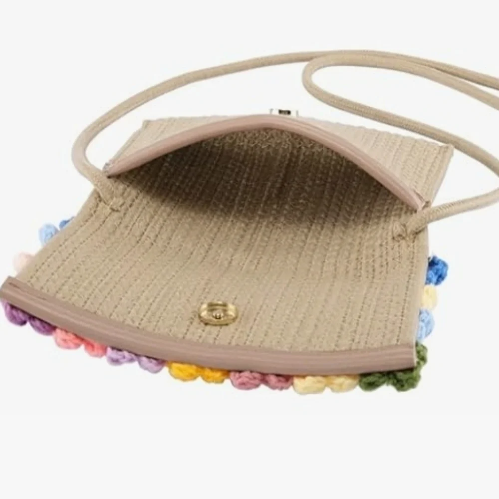 Handmade Woven Cotton Crochet Floral Crossbody Bag
